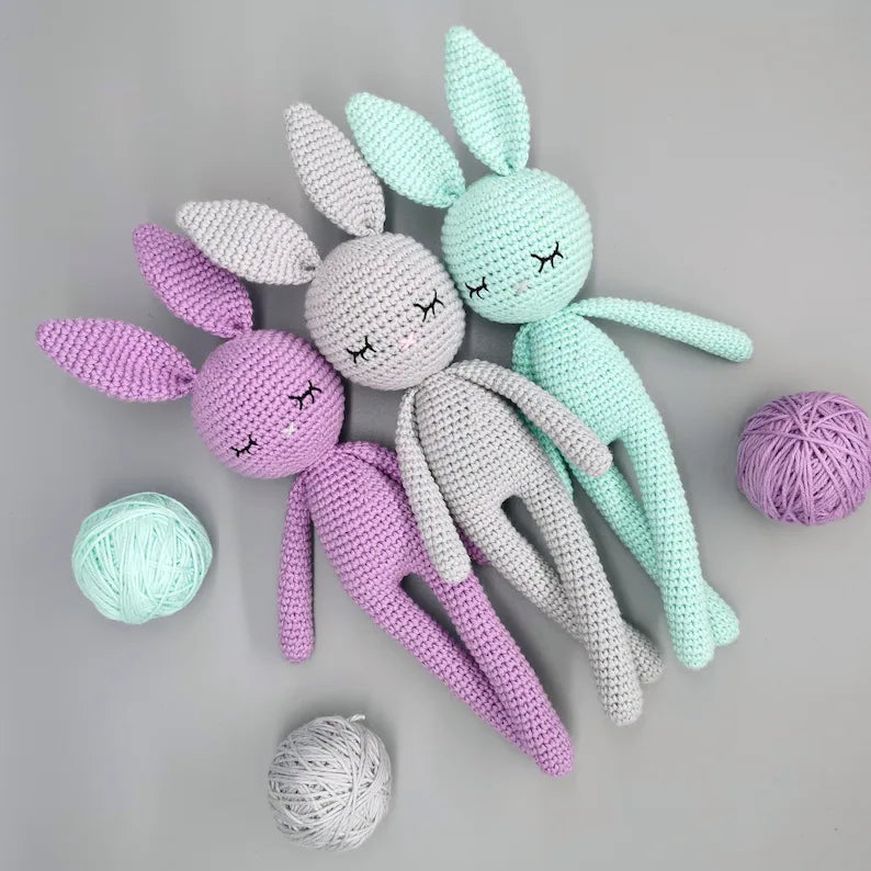 Crochet Bunny Pattern. Classic long legged Bunny Crochet Toy Pattern. PDF Digital file.